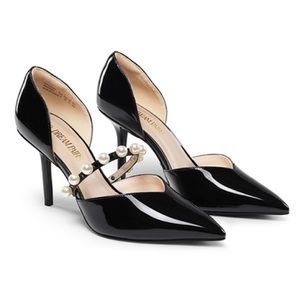 Dream Pairs Stiletto, Black With Removable Pearl Strap, Women’s 9